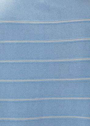 Beymen Club Blue Embossed Stripe Textured Short Sleeve Sweater - 8