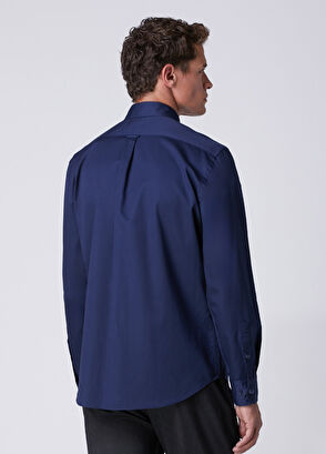 Beymen Club Comfort Fit Navy Blue Poplin Shirt - 5