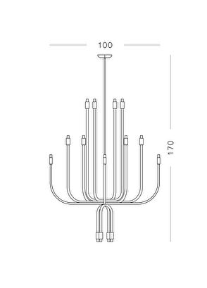Waxy Design Studio Candle Koyu Metalik Gri Led Avize - 6