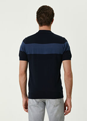 Beymen Club Lacivert Polo Yaka Colorblocked Kısa Kollu Triko - 4