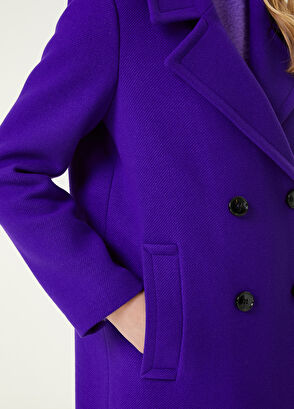 Beymen Club Mor Kelebek Yaka Kruvaze Kaşe Palto - 7