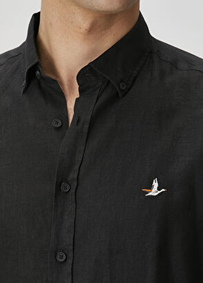 Beymen Club Comfort Fit Black Linen Shirt - 7