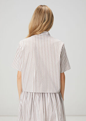 Beymen Club Kahve Beyaz Çizgili Taşlı Gömlek - 5