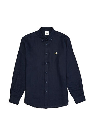 Beymen Club Comfort Fit Lacivert Keten Gömlek - 8