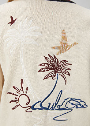 Beymen Club Oversize Ekru İşlemeli Triko Ceket - 6