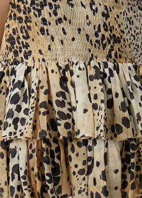 Beymen Club Beige Leopard Print Ruffled Mini Skirt - 7