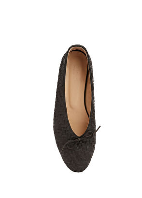 Beymen Club Brown Knit Textured Leather Ballet Flats - 9