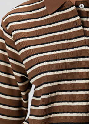 Network Kahverengi Çizgili Pike Sweatshirt - 6