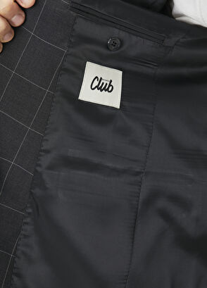 Beymen Club Anthracite Plaid Pattern Wool Jacket - 8