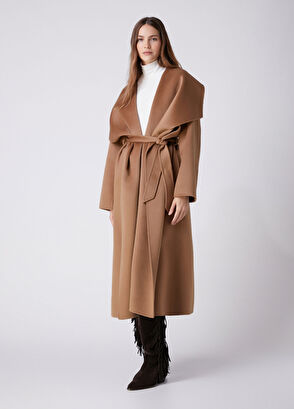Beymen Club Camel Kuşaklı Yün Palto - 4