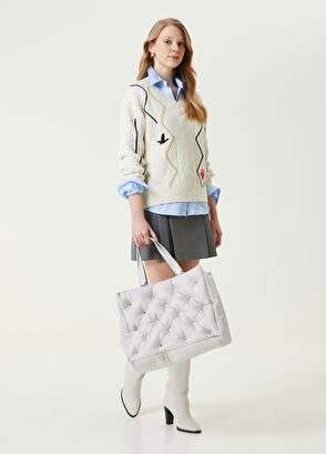 Beymen Club Ekru Nakışlı Yün Kazak - 3