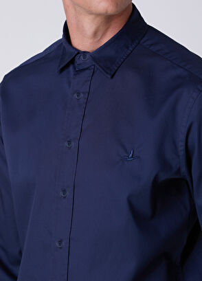 Beymen Club Comfort Fit Navy Blue Poplin Shirt - 6