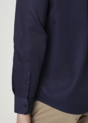 Beymen Club Comfort Fit Navy Blue Non-Iron Shirt - 6