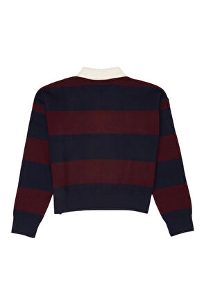 Beymen Club Burgundy Navy Blue Striped Polo Knitwear - 7