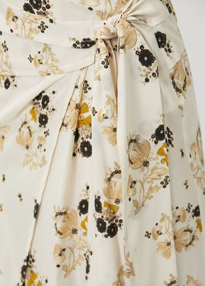 Isabel Marant Faniry Ekru Çiçekli Midi İpek Etek - 5