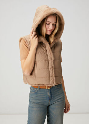 Beymen Club Camel Hooded Reversible Vest - 3