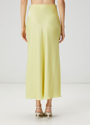 Beymen Club Neon Yellow Maxi A-Line Satin Skirt - 5
