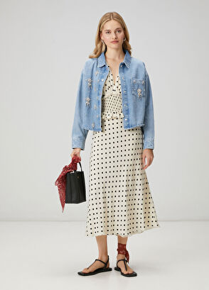 Beymen Club Blue Crystal Denim Jacket - 3