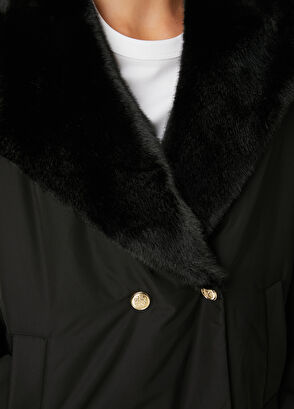 Beymen Club Siyah Kapüşonlu Kruvaze Kaban - 6