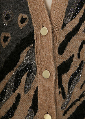 Beymen Club Gri Camel Leopar Desenli Hırka - 6