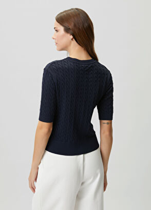 Beymen Club Lacivert Saç Örgü Mini Hırka - 6