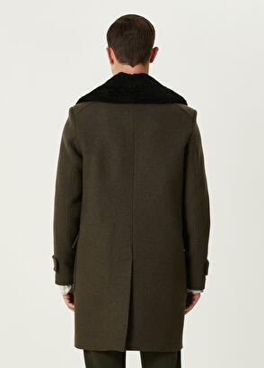 Beymen Club Haki Yakası Shearling Detaylı Yün Kruvaze Palto - 5