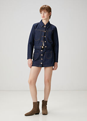 Beymen Club Lacivert Crop Denim Ceket - 4