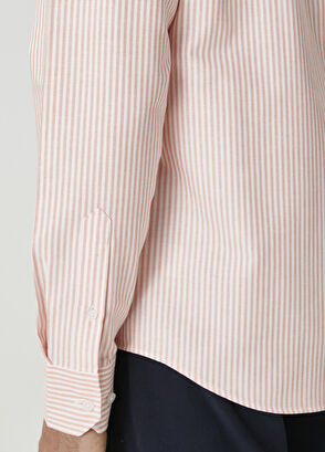 Beymen Club Comfort Fit Orange Striped Oxford Shirt - 8