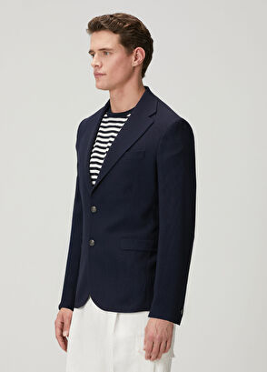 Beymen Club Lacivert İnce Yün Crepe Blazer Ceket - 6
