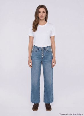 Beymen Club Mavi Wide Leg Jean Pantolon - 8