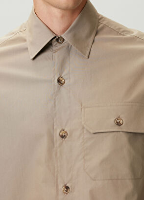 Beymen Club Relax Fit Mink Single Pocket Button-Down Shirt - 6