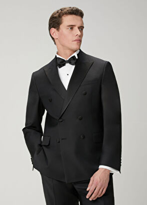 Beymen Club Siyah Yün Kruvaze Smokin - 3