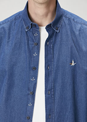 Beymen Club Comfort Fit Lacivert Denim Gömlek - 9