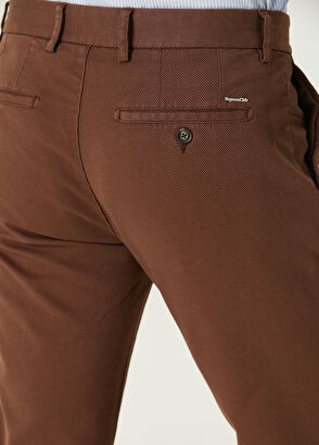Beymen Club Slim Fit Kahverengi Twill Dokulu Chino Pantolon - 5