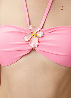Beymen Club Pink floral buckle bikini top - 6