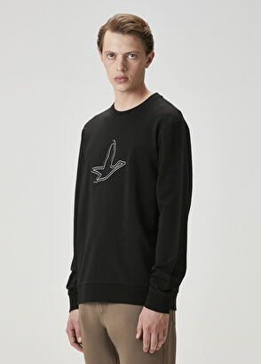 Beymen Club Siyah Kontrast Kaz Nakışlı Sweatshirt - 4