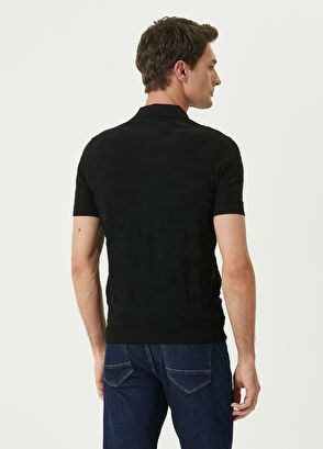 Beymen Club Siyah Polo Yaka Kamuflaj Dokulu Kısa Kollu Triko - 4