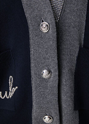 Beymen Club Navy Blue Crystal Logo College Cardigan - 7