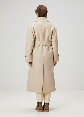 Beymen Club Beige Double-Breasted Wool Coat - 5