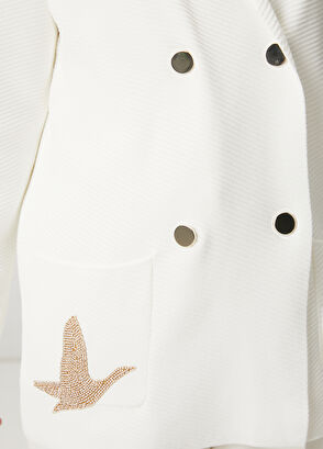 Beymen Club Ecru Double-Breasted Knit Jacket - 5