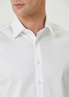 Beymen Club Slim Fit Beyaz Mekanik Stretch Saten Gömlek - 6