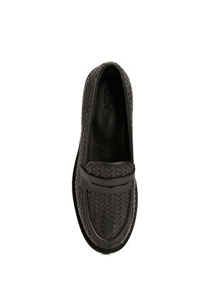 Beymen Club Black Knit Textured Women's Leather Loafer - 9