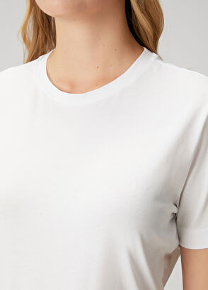 Beymen Club Off-White Logo Basic T-Shirt - 6