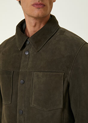 Beymen Club Khaki Shearling Detailed Suede Coat - 5