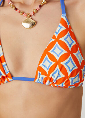Beymen Club Coral Patterned Triangle Bikini Top - 6