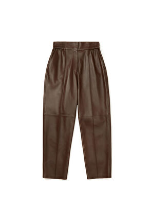 Beymen Club Kahverengi Nervürlü Deri Pantolon - 6