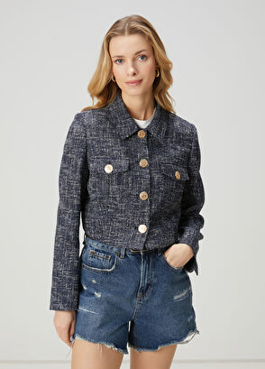 Beymen Club Navy Blue Tweed Jacket - 4