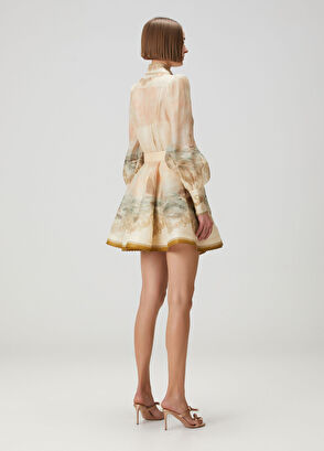 Rebellion Marine Bej Mini Keten Elbise - Görsel 5