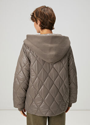 Beymen Club Gri Kapüşonlu Triko Garnili Mont - 5