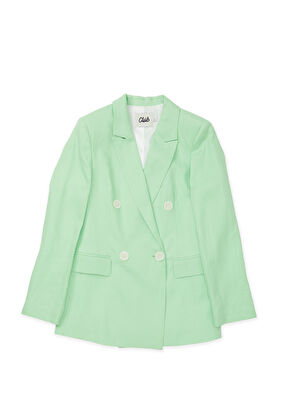 Beymen Club Yeşil Kırlangıç Yaka Kruvaze Keten Blazer - 6